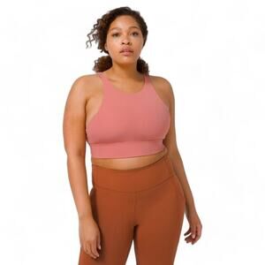 Lululemon Energy High Neck Bra Pink Long Line Tough Medium Support B-D Cup Sz 6